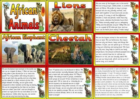 Free Printable African Animals Matching Posters