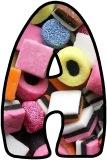 Liquorice Allsorts background instant display digital lettering sets for classroom bulletin board display.