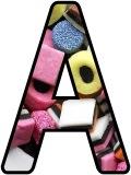 Liquorice Allsorts background instant display digital lettering sets for classroom bulletin board display.