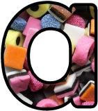 Liquorice Allsorts background instant display digital lettering sets for classroom bulletin board display.