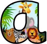 Free printable cartoon African Animals background instant display lettering sets for classroom display.