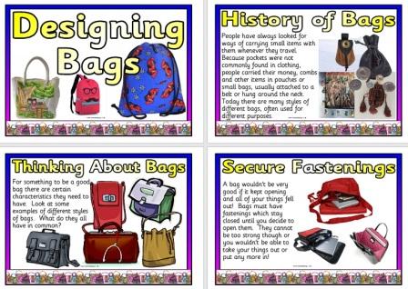 Free Design Technology Designing Bags Poster Set for Classroom Display