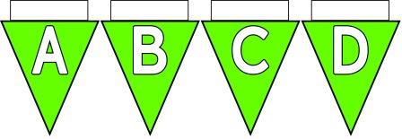 Free Printable Bunting for Classroom Display. Lettering, Number and blank Light Green bunting flags included.