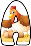 Free printable instant display digital lettering sets for classroom bulletin board display, crafting or scrapbooking. With a Chicken and eggs cartoon background.