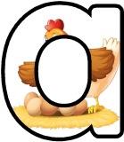 Free printable instant display digital lettering sets for classroom bulletin board display, crafting or scrapbooking. With a Chicken and eggs cartoon background.