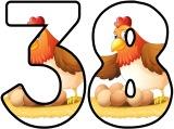 Free printable instant display digital lettering sets for classroom bulletin board display, crafting or scrapbooking. With a Chicken and eggs cartoon background.