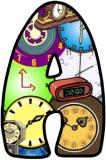 Free printable clocks background display lettering sets for classroom display.