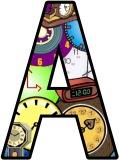 Free printable clocks background display lettering sets for classroom display.