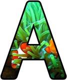Free printable instant display digital lettering sets for display, scrapbooking etc. with a Clownfish background.