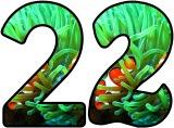 Free printable instant display digital lettering sets for display, scrapbooking etc. with a Clownfish background.