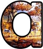 Free printable instant display lettering sets with a deer background.