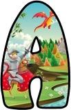 Free printable English, Castle, Knight and Dragon background instant display lettering sets for classroom display.