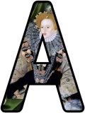 Free printable Elizabeth I, Tudor Queen background instant display lettering sets. Digital, printable letters for classroom display.