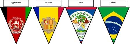 Free Printable Flags of the World Bunting for display.