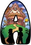 Free printable digital classroom display lettering with a Hansel and Gretel Fairytale background.  