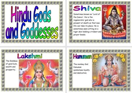 Free Printable Hindu Gods and Goddesses information posters