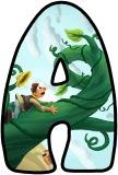 Free printable instant display digital lettering sets with a Jack and the Beanstalk background.