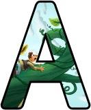 Free printable instant display digital lettering sets with a Jack and the Beanstalk background.