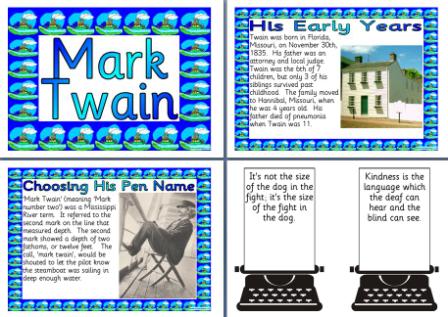 Set of 17 posters that give a biography of the American Author, Mark ...