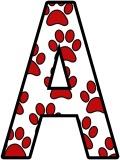 Maroon, brown, burgandy paw print background lettering