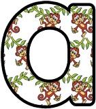 Free printable cute Monkey cartoon background instant display lettering set for classroom display, scrapbooking and banners.