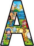 Free printable Nursery Rhyme Characters background instant display lettering sets for classroom display.