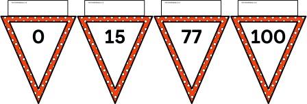 Free printable orange polka dot bunting number line to 100