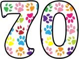 Free printable digital lettering sets with multi-coloured paw prints.  Great for classroom display.