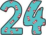 Printable Dr Seuss Lettering sets with a 'Cat in the Hat' background image.