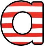 Printable Dr Seuss Lettering sets with a red and white striped background.
