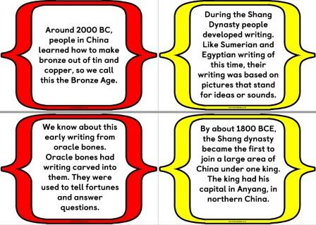 Shang Dynasty Fact Cards