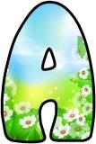 Free printable spring meadow background instant display lettering sets for classroom bulletin board display.