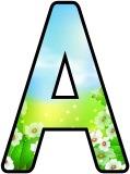 Free printable spring meadow background instant display lettering sets for classroom bulletin board display.