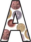 Free printable money, UK coins background instant display lettering sets for classroom bulletin board display.