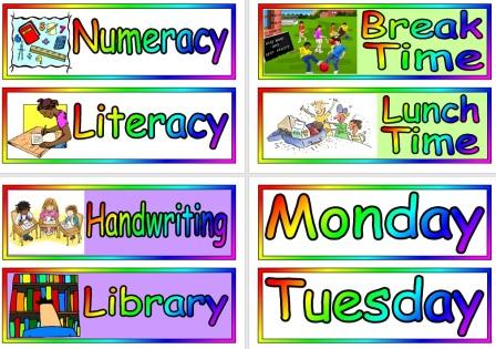 Free printable visual timetable cards for classroom display