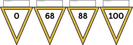 Free printable yellow polka dot bunting number line to 100