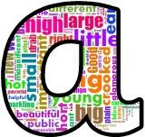 Free printable adjectives background instant display digital lettering sets for classroom bulletin board display.