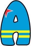 Free Printable Aruba Flag background instant display digital lettering sets for classroom display, scrapbooking, crafts and more.