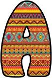 Aztec, Maya, Native American pattern background on orange.  Free printable instant display digital lettering sets for classroom display.