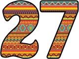 Aztec, Maya, Native American pattern background on orange.  Free printable instant display digital lettering sets for classroom display.