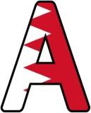 Flag of Bahrain background printable letters for display.  Digital Letters - Capitals Bahrain Flag classroom display