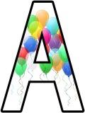 Free printable lettering sets - balloon background lettering for birthday, celebration, classroom displays.
