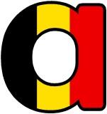 Free printable Beligan Flag background lettering sets for display.