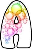 Coloured bubbles background free printable instant display digital lettering sets.