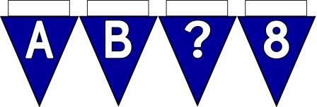 Free Printable Bunting for Classroom Display. Lettering, Number and blank Dark Blue bunting flags included.