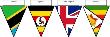 Free Printable Flags of the World Bunting for display.