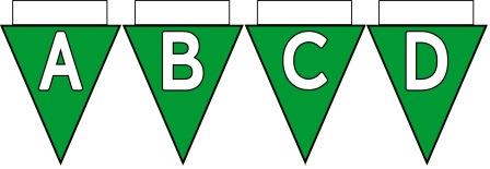 Free Printable Bunting for Classroom Display. Lettering, Number and blank Dark Green bunting flags included.