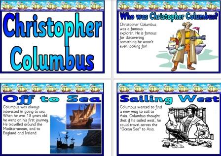 Free printable simple Christopher Columbus Posters KS1 Version
