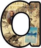 Free printable instant display lettering sets with a Charles Darwin themed background.  Great for creating headings for displays and bulletin boards.