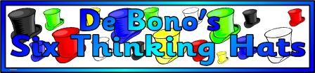 Free printable De Bono's Thinking Hats classroom display banner.